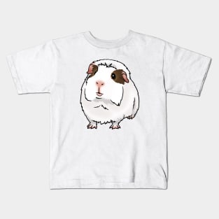 White, Brown Eye Patches Crested Guinea Pig Kids T-Shirt